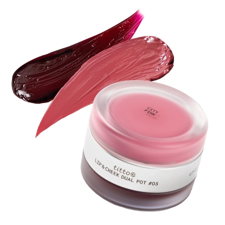 titto - Lip & Cheek Dual Pot - Duó Ajkakra és Orcákra - #05 City Pink/Purple Never Die - 10g