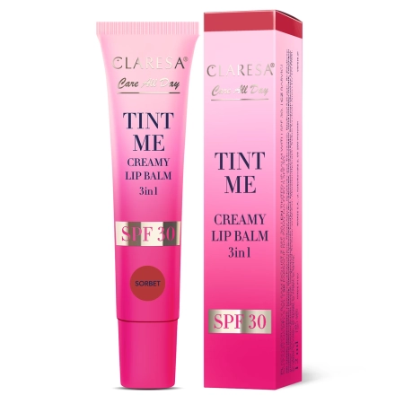 Claresa - Tint Me Creamy Lip Balm 3in1 SPF 30 - Színezett Ajakbalzsam SPF30 UV-szűrővel - Sorbet - 12 ml