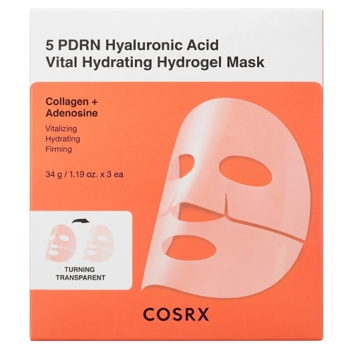 COSRX - 5 PDRN Hyaluronic Acid Vital Hydrating Hydrogel Mask - Hidratáló Hatású Hidrogél Maszk Szett - 34gx3szt