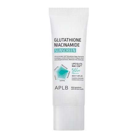 APLB - Glutathione Niacinamide Sunscreen SPF50+ PA++++ - Világosító Arckrém UV-szűrőkkel - 40ml