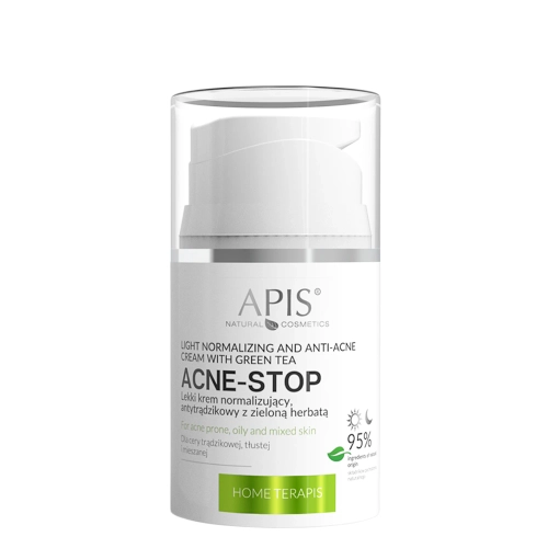 Apis - Home Terapis - Acne-Stop - Könnyű Normalizáló és Akne Elleni Krém Zöld Teával - 50ml