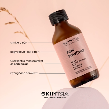 SkinTra - Pink Pow(d)er - Agyag Alapú Multifunkcionális Tisztító és Hámlasztó Enzimes Púder - 40g