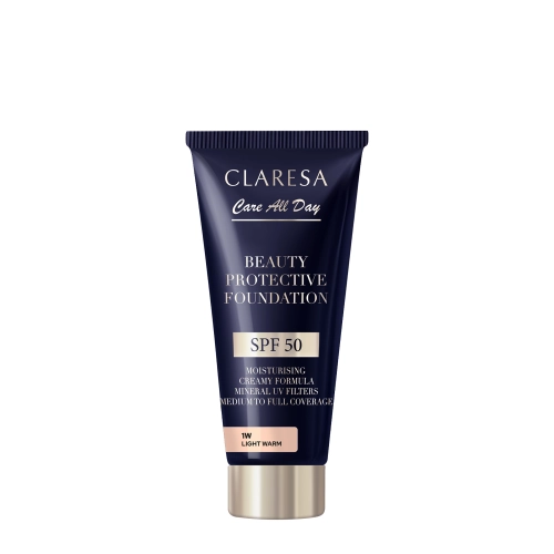 Claresa - Beauty Protective Foundation SPF 50 - Hidratáló Alapozó SPF50 - 1W Light Warm - 30ml