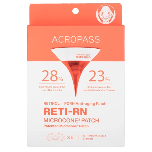 AcroPass - RETI-RN Microcone Patch Slim Shaped - Feszesítő Hatású Arctapaszok Retinollal és Mikro-tűkkel - 6db