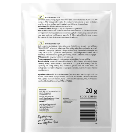 Apis - Hydro Evolution - Hidratáló Alga Maszk AQUAXTREM™ Körtével és Rebarbarával - 20g