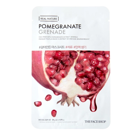 The Face Shop - Real Nature Face Mask Pomegranate - Feszesítő Fátyolmaszk Gránátalmával - 20g