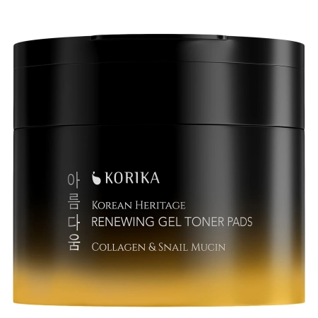 KORIKA - Korean Heritage Collagen & Snail Mucin Renewing Gel Toner Pads - Zselés Arckorongok Kollagénnel és Csiganyálkával - 70db