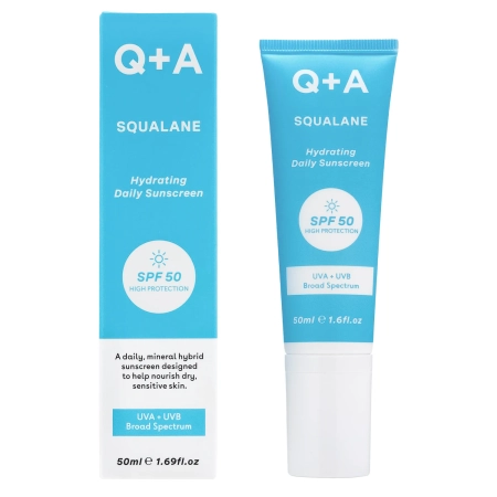Q+A - Squalane SPF50 Hydrating Facial Sunscreen - Hidratáló Hatású SPF50 Arckrém Szkvalánnal - 50ml