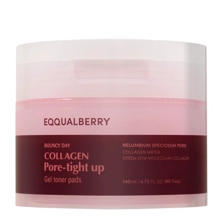 EQQUALBERRY - Collagen Pore Tight Up Gel Toner Pad - Pórusszűkítő Arckorongok - 60szt/140ml