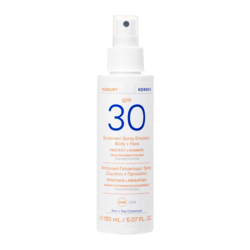 Korres - Sunscreen Spray Emulsion Body + Face SPF30 - Filtr w Sprayu do Twarzy i Ciała - 150mlHungarian: Korres - Sunscreen Spray Emulsion Body + Face SPF30 - Arc- és Testpermet UV-szűrővel - 150ml