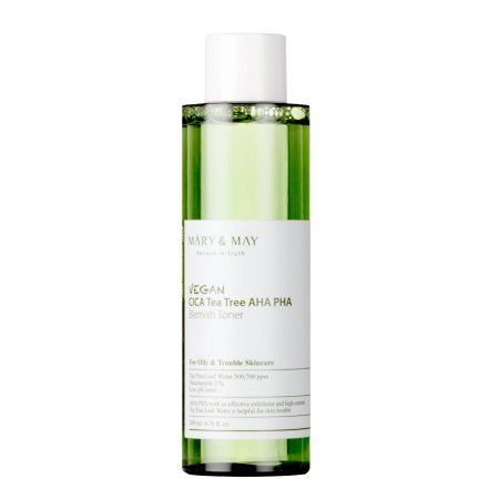 Mary&May - Vegan CICA Tea Tree AHA PHA Toner - Vegán Arctonik Savakkal - 200ml 