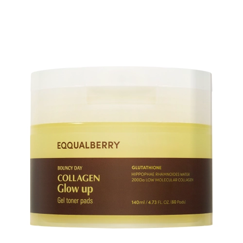 EQQUALBERRY - Collagen Glow Up Gel Toner Pad - Ragyogtató Arckorongok - 60szt/140ml