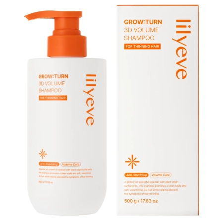 lilyeve - Grow Turn 3D Volume Shampoo - Erősítő Sampon Hajra és Fejbőrre - 500g