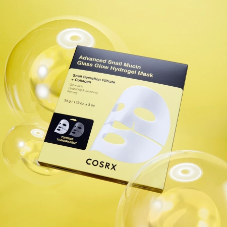 COSRX - Advanced Snail Mucin Glass Glow Hydrogel Mask - Hidrogél Csiganyálkás Maszk Készlet - 34gx3db