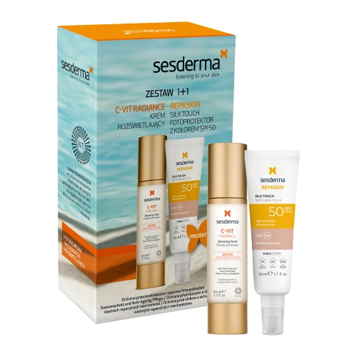 sesderma - C-VIT Radiance + Repaskin Silk Touch Color SPF50 - Arcápoló Készlet - 50ml+50ml