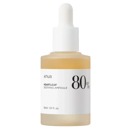 Anua - Heartleaf 80% Soothing Ampoule - Bőrnyugtató Arcápoló Ampulla 80% Ezüst Szirtőr Kivonattal - 30ml