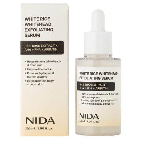 NIDA - White Rice Whitehead Exfoliating Serum - Hámlasztó Arcszérum Fehér Rizs Kivonattal - 50ml
