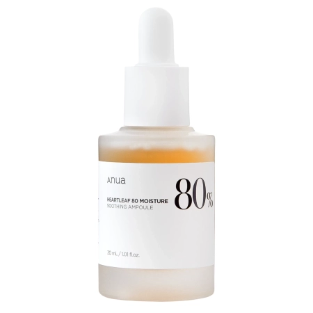 Anua - Heartleaf 80% Soothing Ampoule - Bőrnyugtató Arcápoló Ampulla 80% Ezüst Szirtőr Kivonattal - 30ml