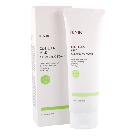 iUNIK - Centella Mild Cleansing Foam - Gyengéd Arctisztító Hab Ázsiai Gázlóval - 120ml