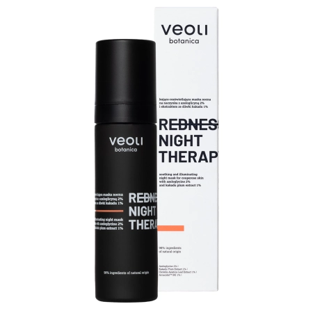 Veoli Botanica - Redness Night Therapy - Bőrnyugtató és Ragyogtató Éjszakai Maszk Érzékeny és Hajszáleres Bőrre - 50ml