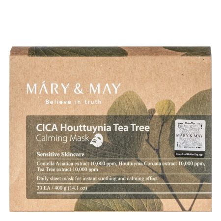 Mary&May - Cica Houttuynia Tea Tree Calming Mask - Bőrnyugtató Arcmaszk Szett - 30db.