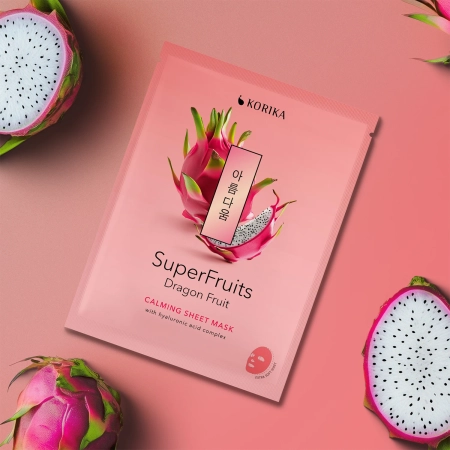 KORIKA - Superfruits Calming Sheet Mask Dragon Fruit - Nyugtató Fátyolmaszk - 1db/25g