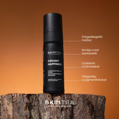 SkinTra - Creamy Happiness - Arcemulzió 0,1% Ciklodextrinekbe Zárt Retinallal - 30ml