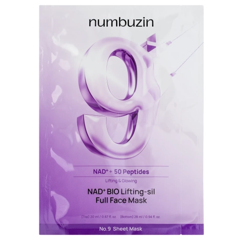 Numbuzin - No.9 NAD Bio Lifting Full Cover Facial Mask - Lifting Fátyolmaszk NAD koenzimmel - 26ml