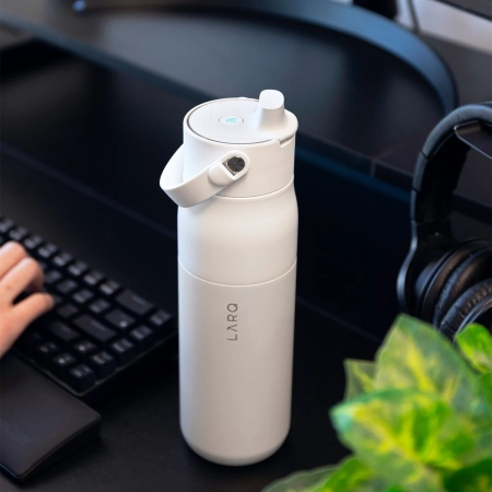 LARQ - Bottle PureVis 2 - Intelligens, Öntisztító Vízszűrő Palack, UV-C Fény - Granite White - 1L