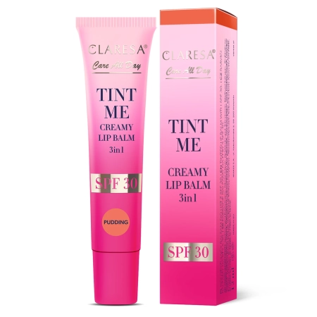 Claresa - Tint Me Creamy Lip Balm 3in1 SPF 30 - Színezett Ajakbalzsam SPF30 UV-szűrővel - Pudding - 12 ml