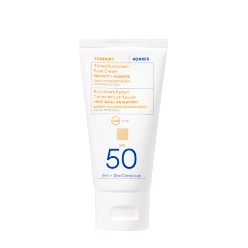 Korres - Yoghurt Tinted Sunscreen Face Cream SPF50 - Színezett Fényvédő Arckrém - 50ml