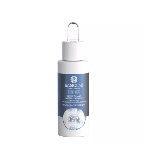BasicLab - Esteticus - Revitalizálás és Bőrnyugtatás - Hidratáló Emu-Gél 4% Ektoinnal, Aminosavakkal és Béta-Glükánnal - 30ml