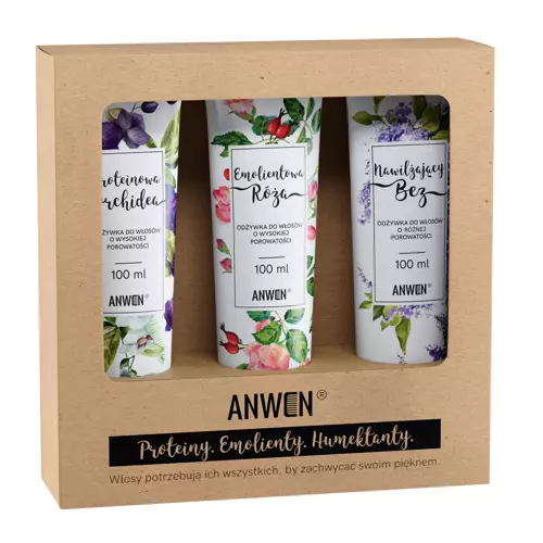 Anwen - Orchidea, Rózsa, Orgona - 3 Hajápoló Készlet Erősen Porózus Hajra - 100ml + 100ml + 100ml