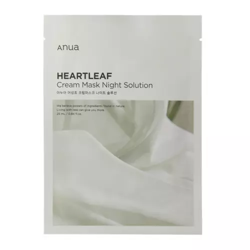 Anua - Heartleaf Cream Mask Night Solution - Nyugtató Fátyolmaszk Ezüst Szirtőr Kivonattal - 1db/25ml
