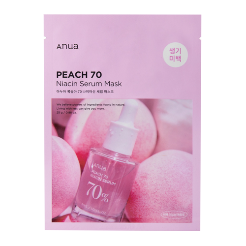 Anua - Peach 70% Niacin Serum Mask - Ragyogtató Fátyolmaszk 70% Barackkivonattal - 1db/25ml