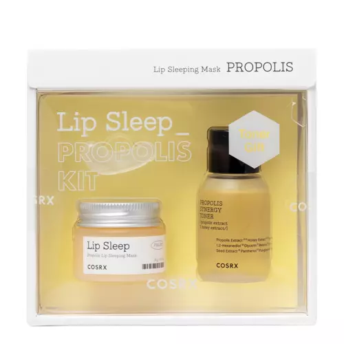 Cosrx - Lip Sleep Propolis Kit - Készlet: Ajakmaszk Propolisz Kivonattal és Nyugtató Tonik Propolisszal - 20g / 30ml