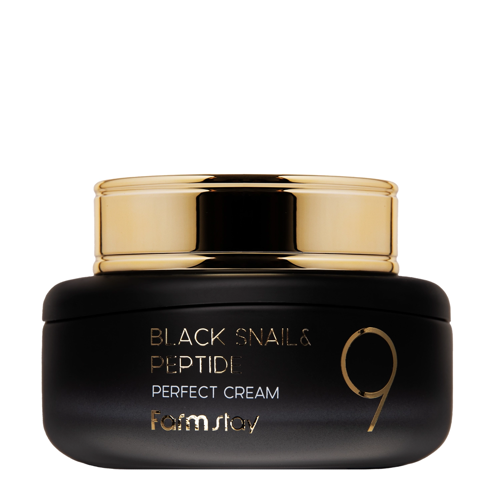 Farmstay - Black Snail & Peptide 9 Perfect Cream - Revitalizáló Arckrém Peptidekkel és Csiganyálkával - 55ml