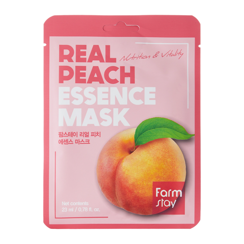 Farmstay - Real Peach Essence Mask - Frissítő Maszk Barackkivonattal - 23ml/1db