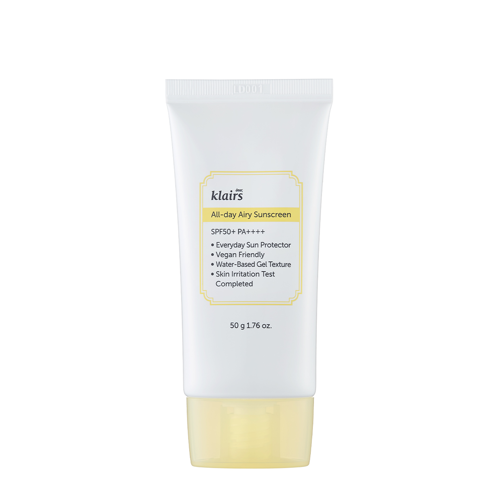 Klairs - All-Day Airy Sunscreen SPF50+ PA++++ - Könnyű Fényvédő Gél-Krém - 50g