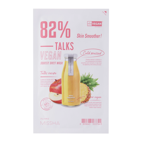 Missha - Talks Vegan Squeeze Sheet Mask - Skin Smoother - Tápláló Fátyolmaszk - 27g