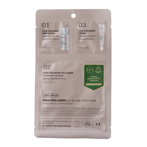 VT Cosmetics - CICA Collagen All In One 3 Step Mask - Hidratáló és Regeneráló Fátyolmaszk - 1.5g+1.5g+25g+25g