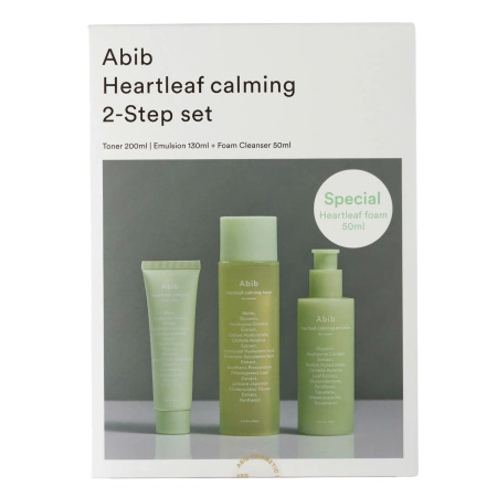 Abib - Heartleaf Calming 2-step Set - Megnyugtató Készlet Tonikkal Emulzióval és Habbal - 200ml+130ml+50ml 