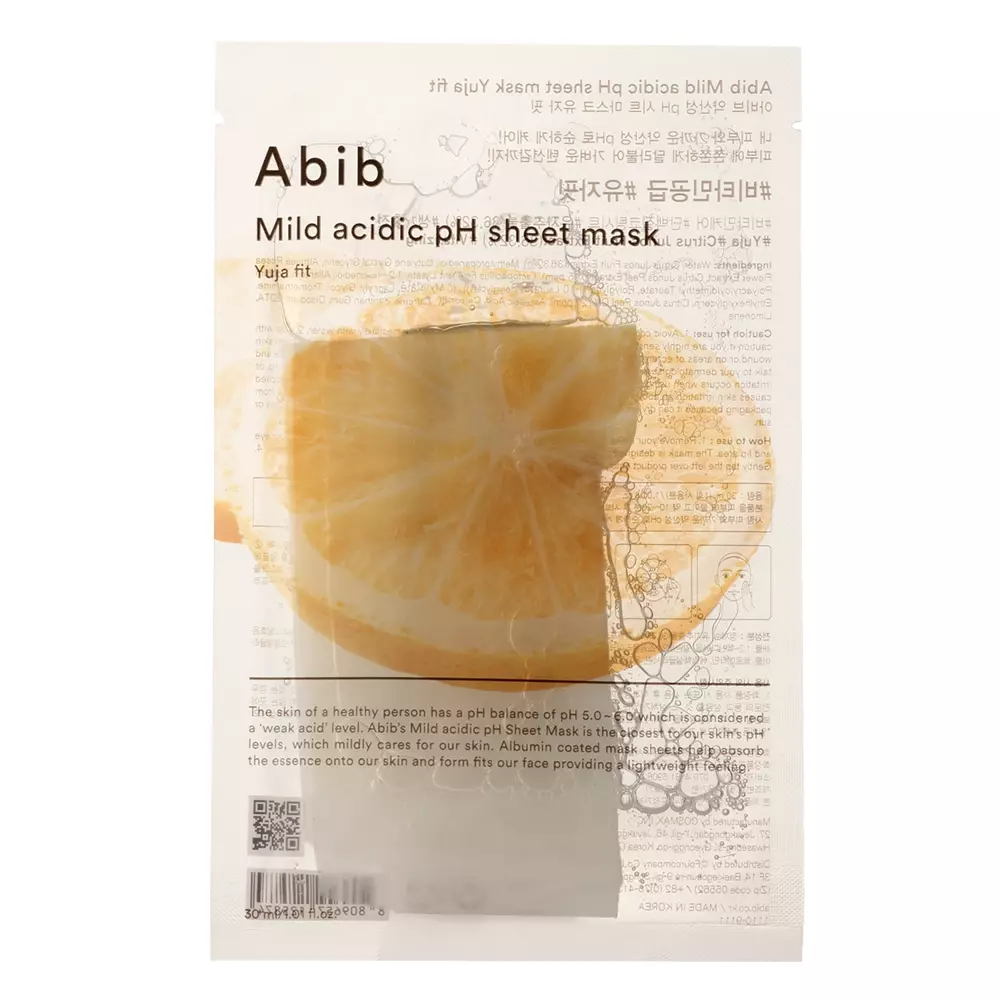 Abib - Mild Acidic pH Sheet Mask Yuja Fit - Revitalizáló Fátyolmaszk - 30ml