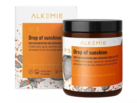 Alkmie - Sun for Everyone - Drop of Sunshine - Rich Regenerating and Bronzing Body Butter - Gazdag Regeneráló és Bronzosító Testvaj - 180ml