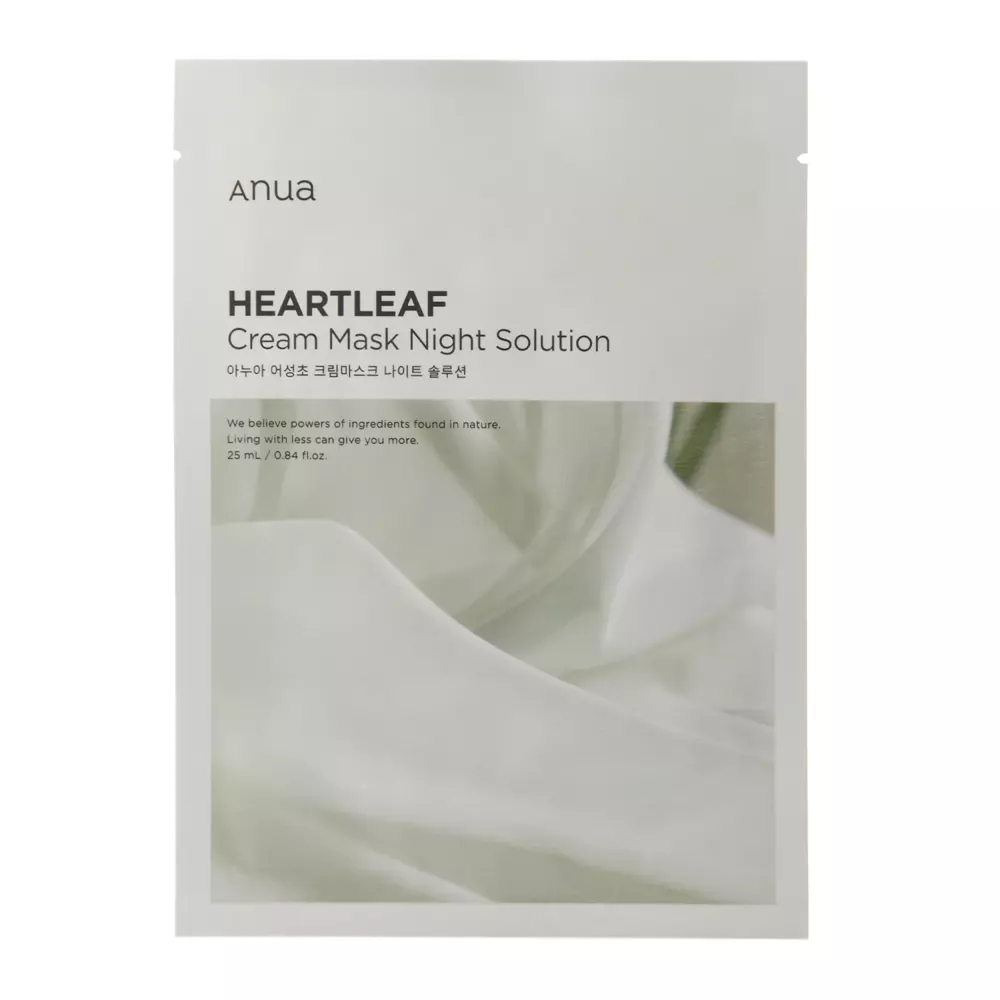 Anua - Heartleaf Cream Mask Night Solution - Nyugtató Fátyolmaszk Ezüst Szirtőr Kivonattal - 1db/25ml