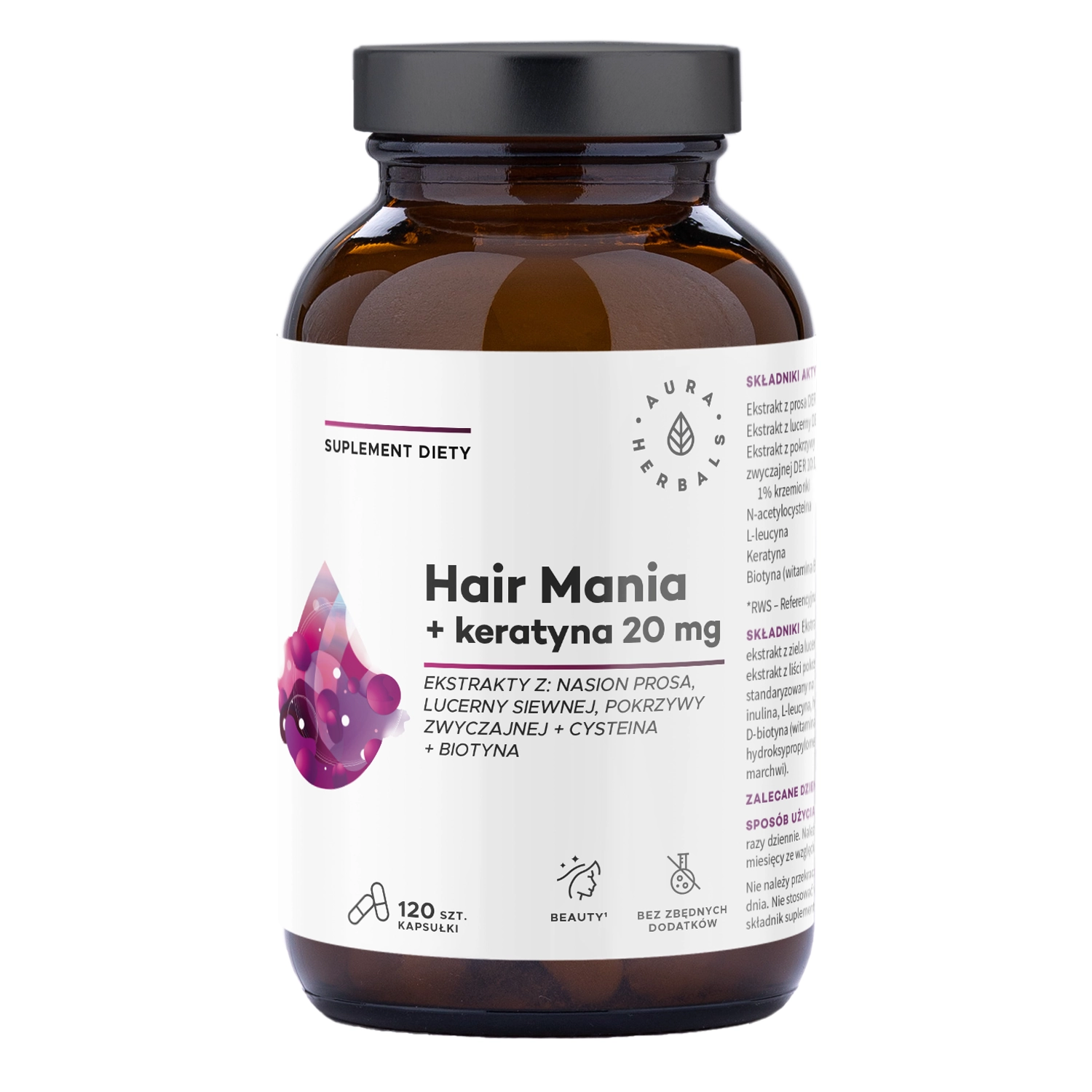 Aura Herbals - Hair Mania + Keratin 20 mg - Kapszulák - 120db