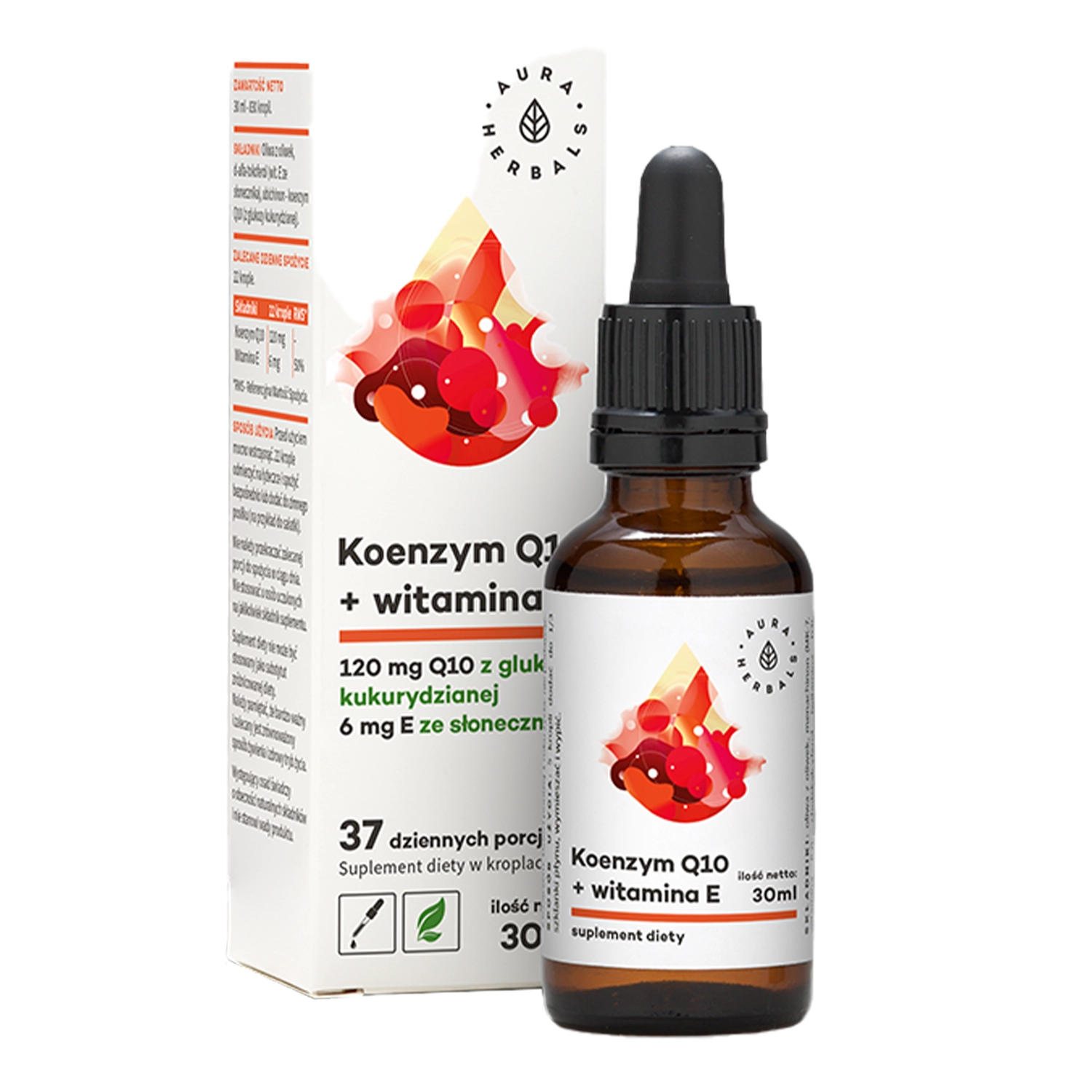 Aura Herbals - Q10 Koenzim + E-vitamin - Cseppek - 30ml