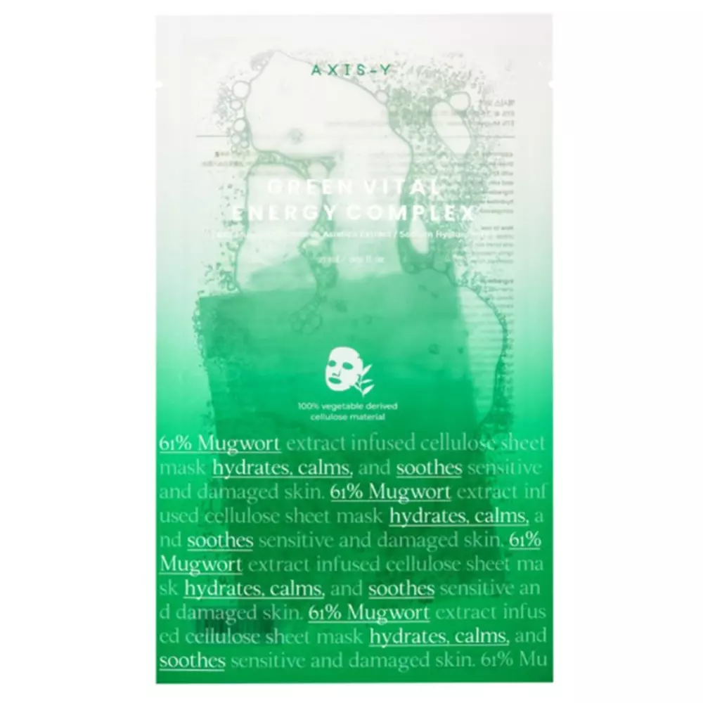 Axis-y - Mugwort Green Vital Energy Complex Sheet Mask - Élénkítő Fátyolmaszk - 27ml