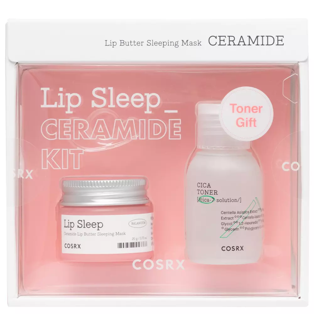 Cosrx - Lip Sleep Ceramide Kit - Készlet: Ceramid Ajakmaszk és Nyugtató Tonik Érzékeny Bőrre - 20g / 30ml