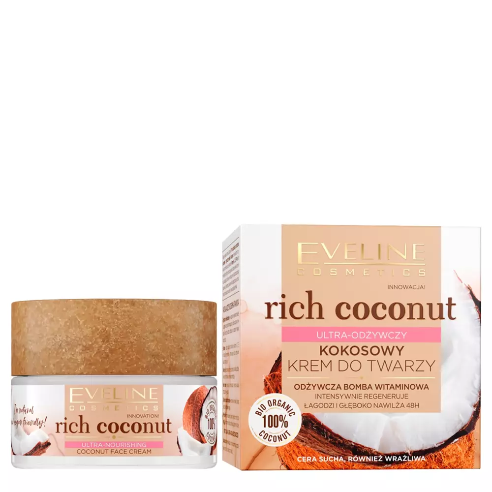 Eveline Cosmetics - Rich Coconut Face Cream - Erősen Hidratáló Kókusz Arckrém - 50ml